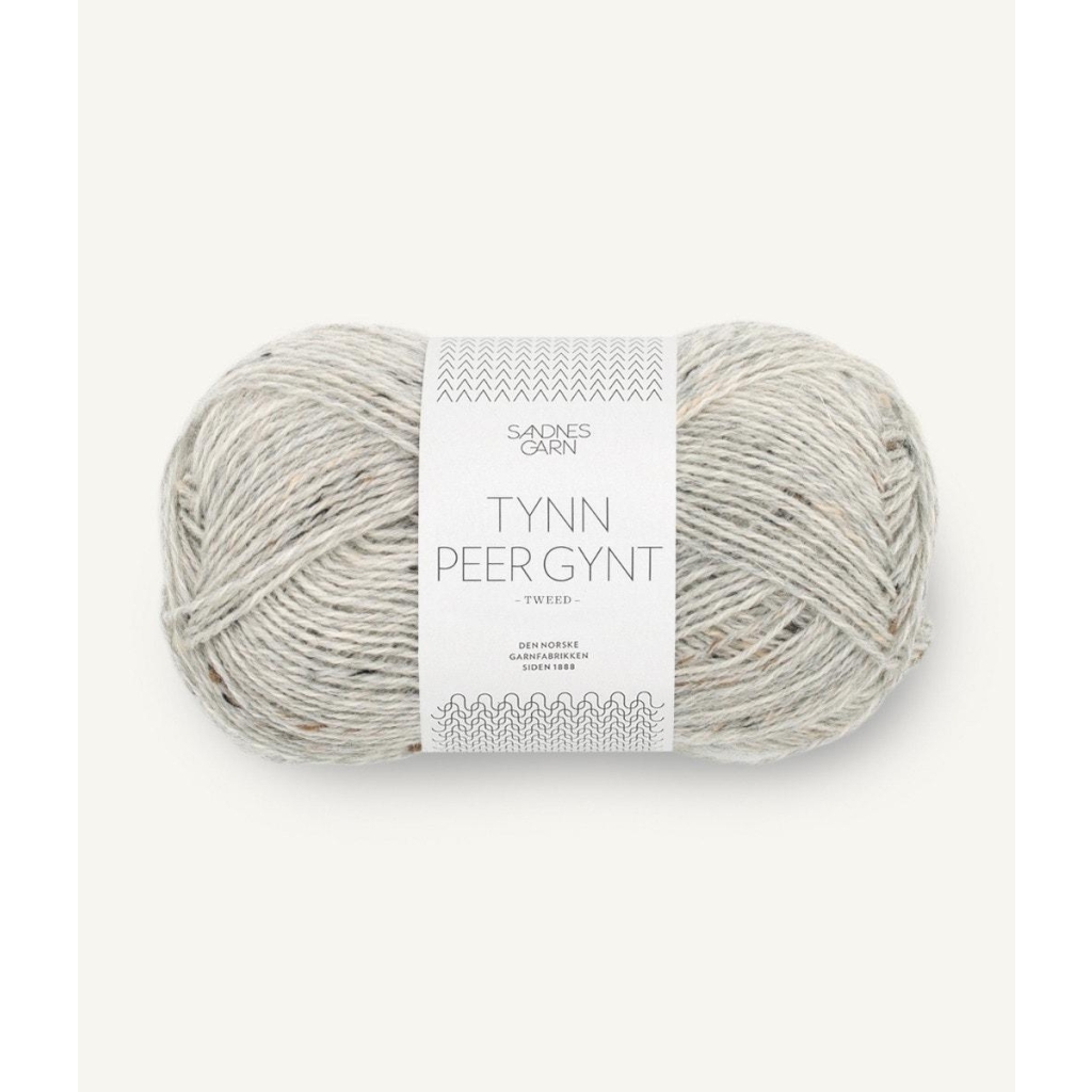 1034 Tynn Peer Gynt Lys Gråmelert Med Natur Tweed Nm 12,3/3