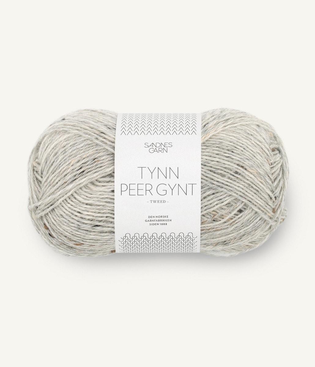 1034 Tynn Peer Gynt Lys Gråmelert Med Natur Tweed Nm 12,3/3
