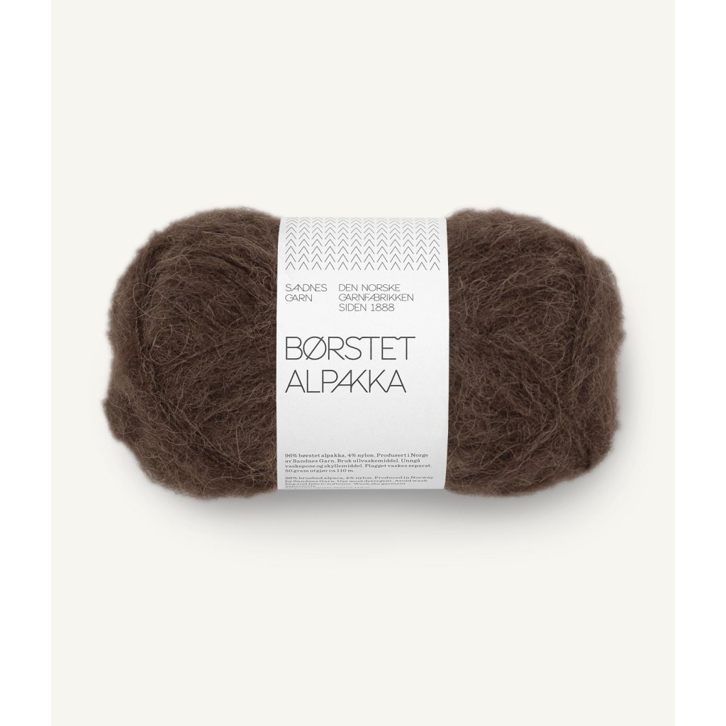 3082 Børstet Alpakka Mørk brun  Nm 2,2/1
