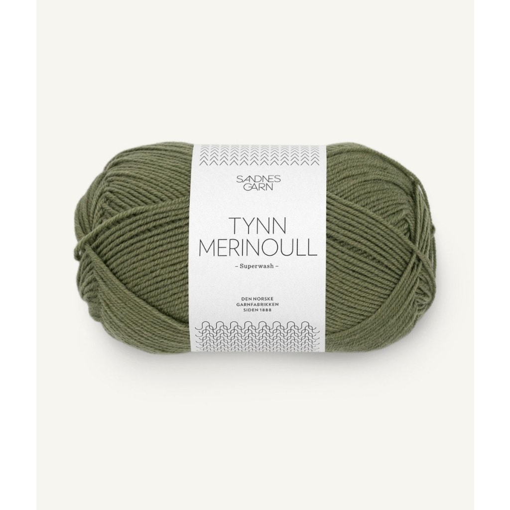 9062 Tynn Merinoull Olivengrønn