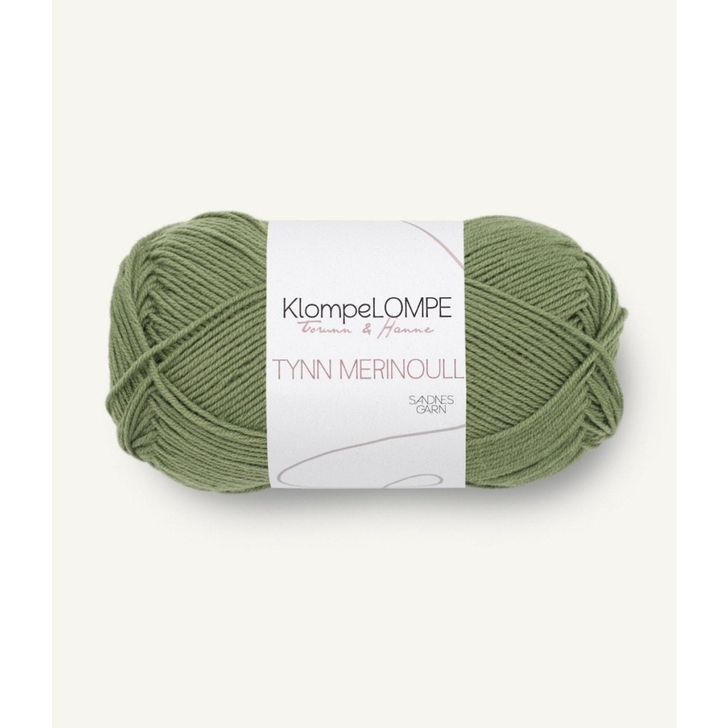 9052 KL Tynn Merinoull Mørk Puddergrønn