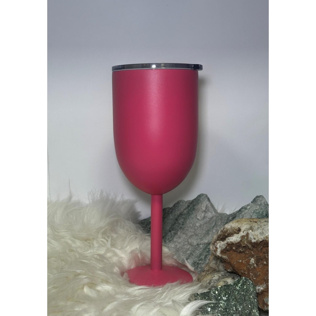 Thermo vinglass mørk rosa
