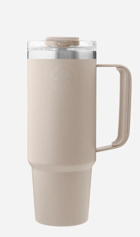 AYA & IDA Termokopp m sugerør 885 ML Cream beige